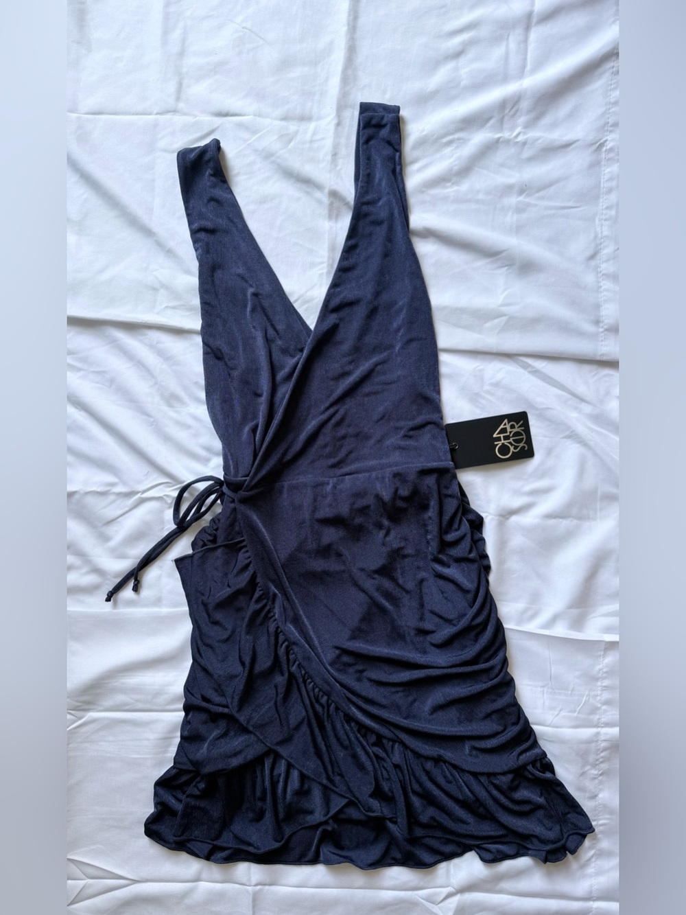 NWT: Chasor Blue Wrap-Style Ruched Jersey Dress